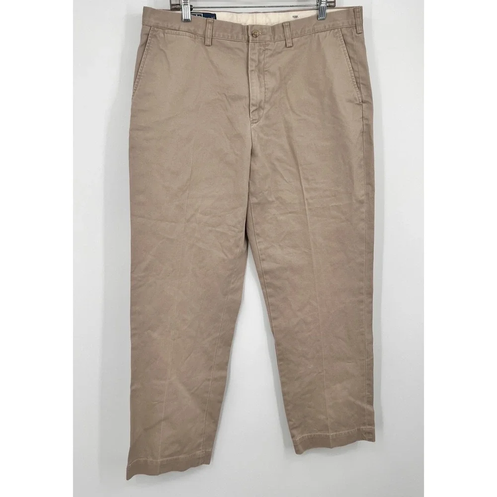 Polo Ralph Lauren Preston Pant Mens 38/32‎ Tan Khaki Cotton Chino Trousers